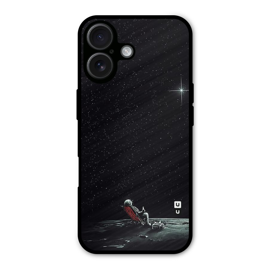 Resting Spaceman Face Metal Back Case for iPhone 16