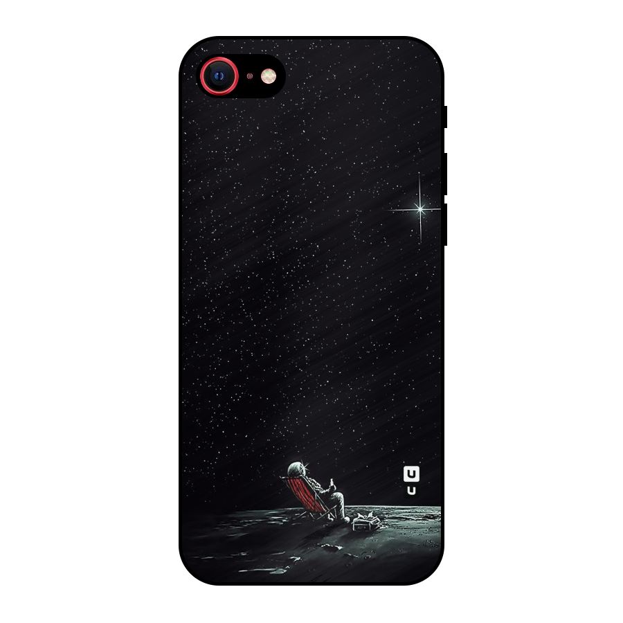 Resting Spaceman Face Metal Back Case for iPhone SE 2020