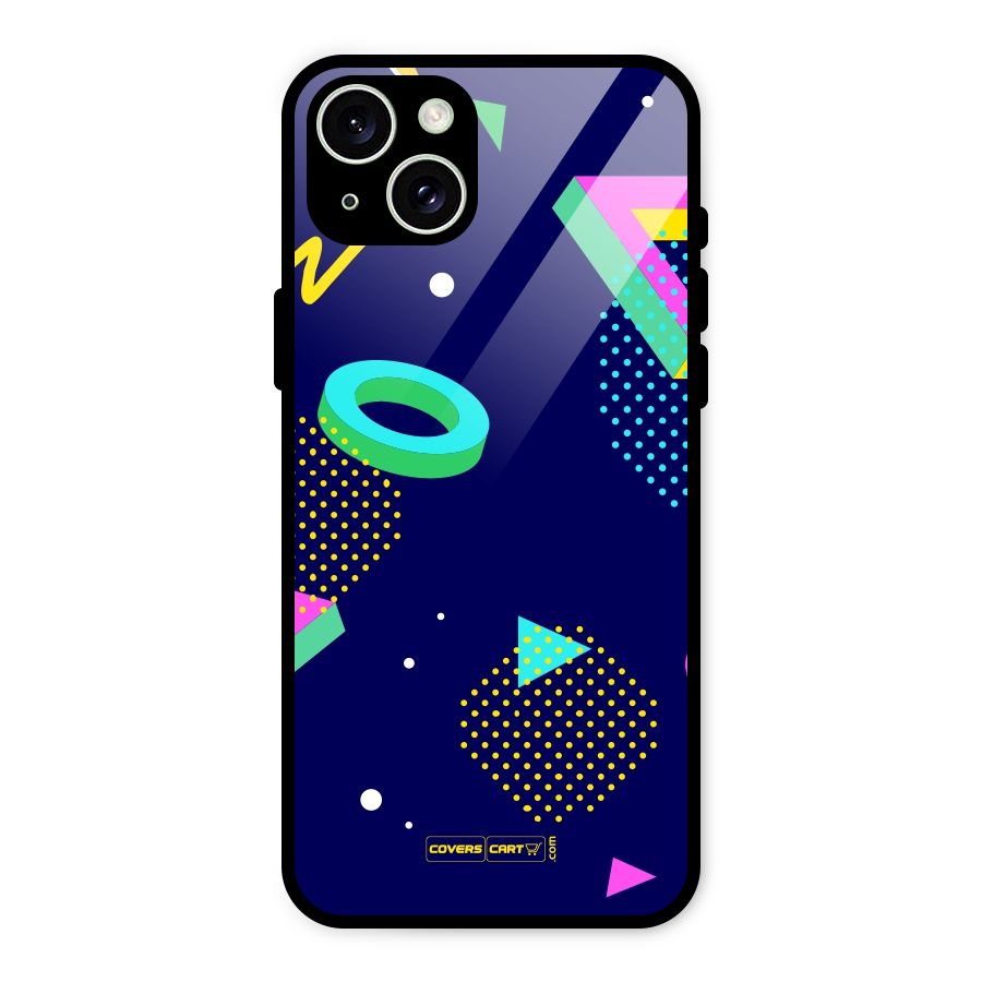 Retro Abstract Glass Back Case for iPhone 15 Plus