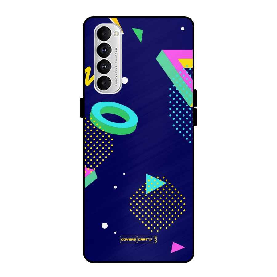Retro Abstract Metal Back Case for Oppo Reno4 Pro