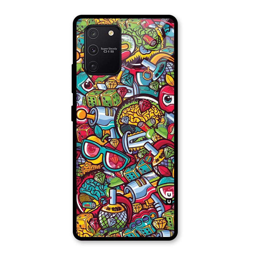 Retro Diamond Design Glass Back Case for Galaxy S10 Lite