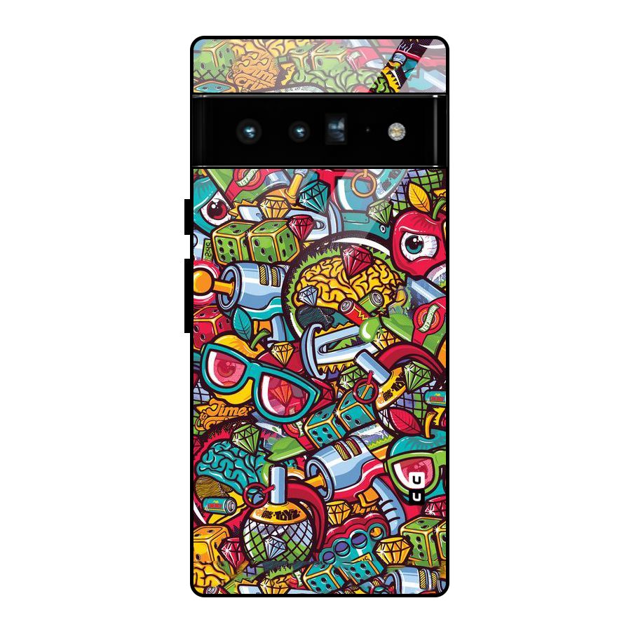 Retro Diamond Design Glass Back Case for Google Pixel 6 Pro