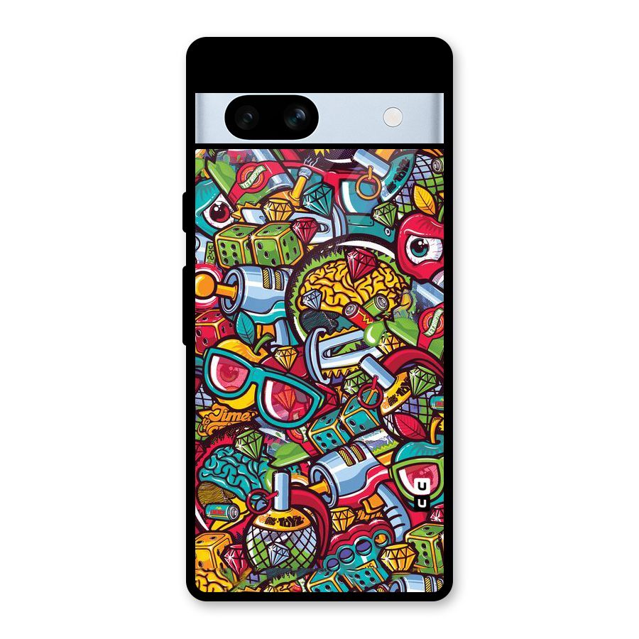 Retro Diamond Design Glass Back Case for Google Pixel 7a