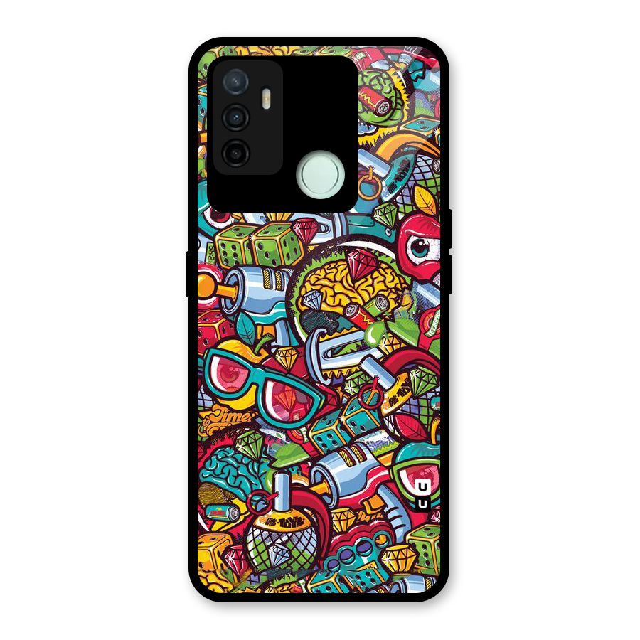 Retro Diamond Design Glass Back Case for Oppo A53