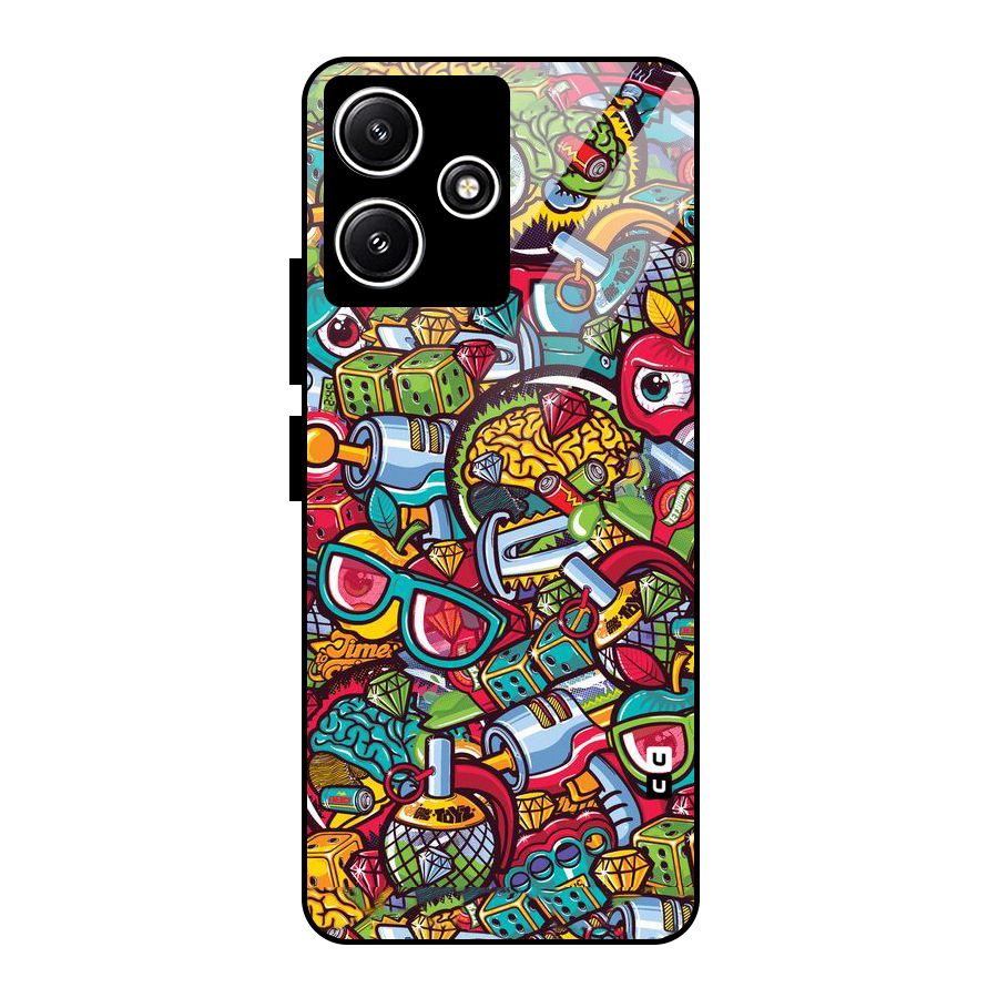 Retro Diamond Design Glass Back Case for Poco M6 Pro