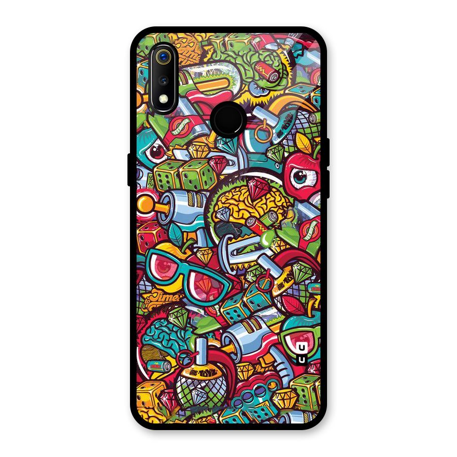 Retro Diamond Design Glass Back Case for Realme 3i