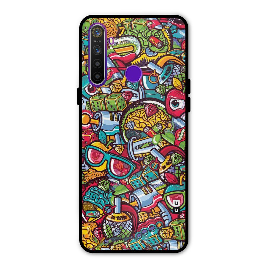Retro Diamond Design Glass Back Case for Realme 5s