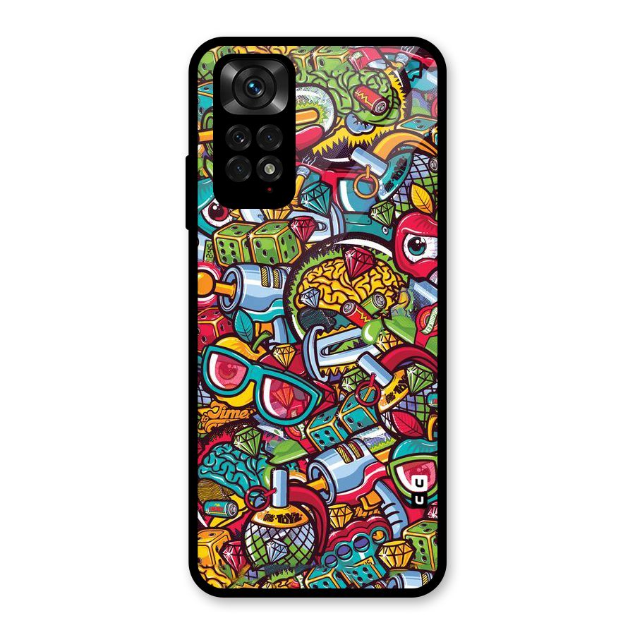 Retro Diamond Design Glass Back Case for Redmi Note 11S