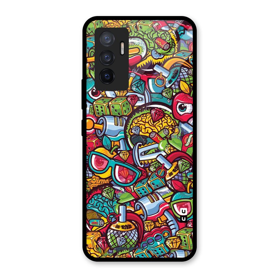 Retro Diamond Design Glass Back Case for Vivo V23e
