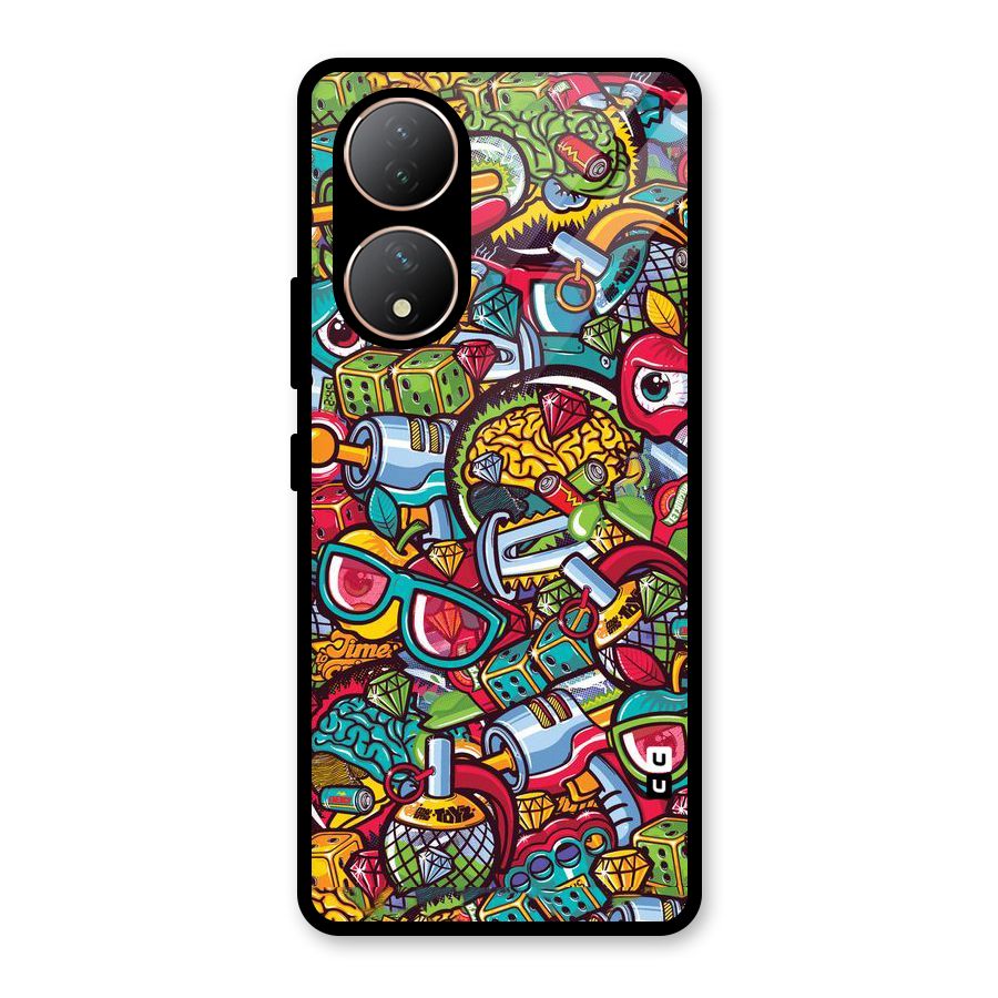 Retro Diamond Design Glass Back Case for Vivo Y100A