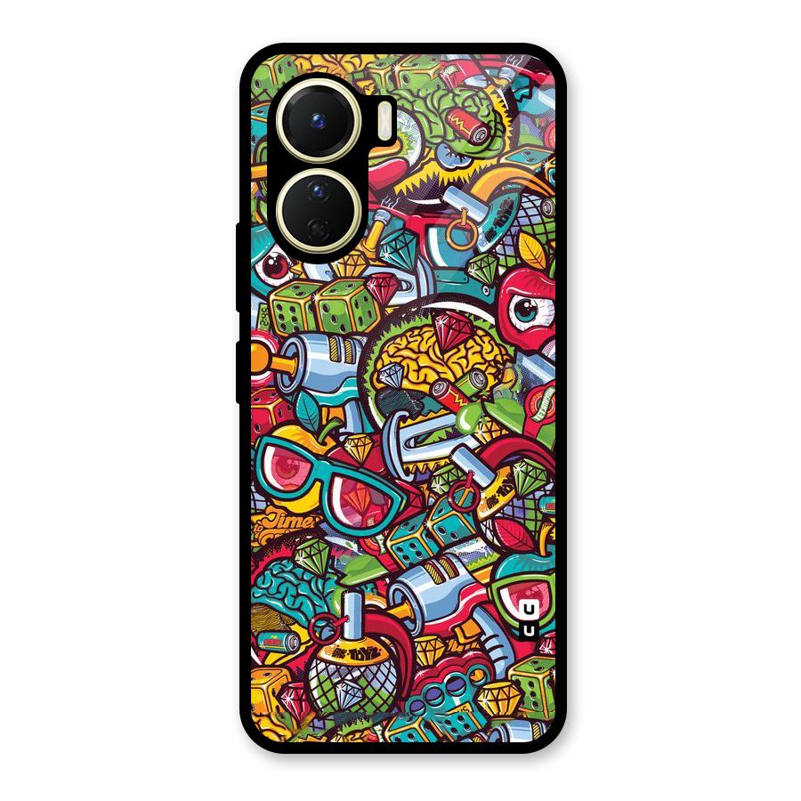 Retro Diamond Design Glass Back Case for Vivo Y16
