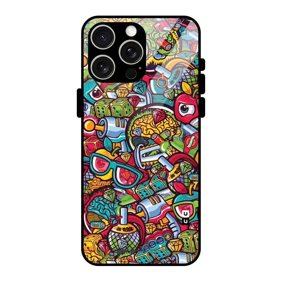Retro Diamond Design Glass Back Case for iPhone 15 Pro Max