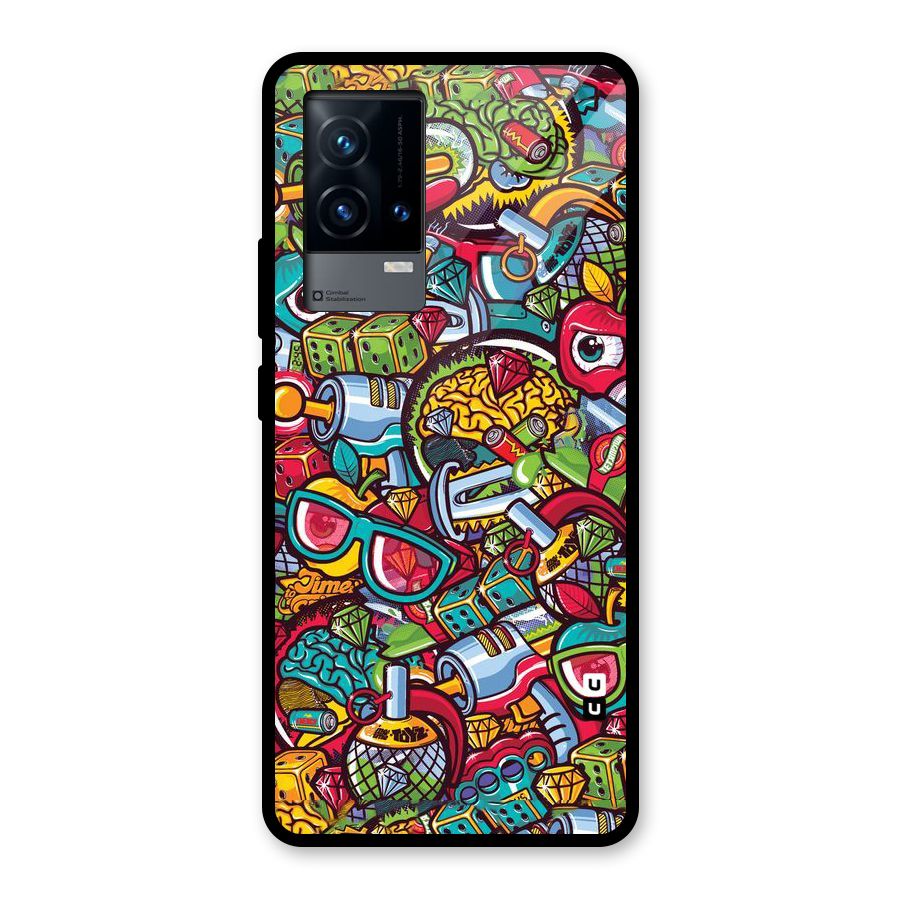 Retro Diamond Design Glass Back Case for iQOO 9 5G