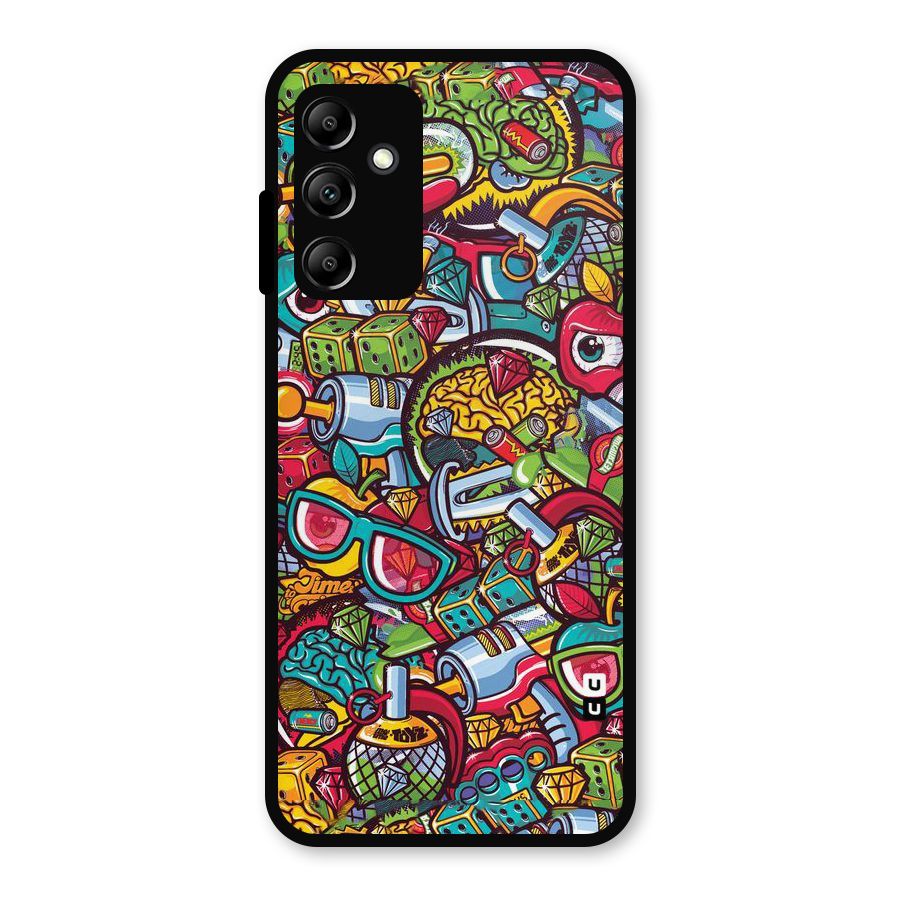 Retro Diamond Design Metal Back Case for Galaxy A14 5G