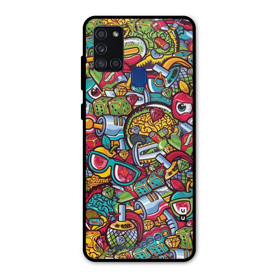 Retro Diamond Design Metal Back Case for Galaxy A21s