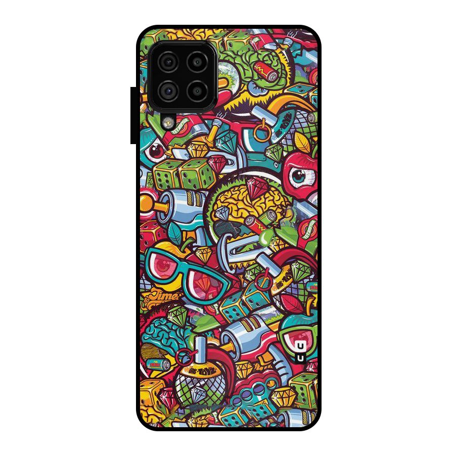 Retro Diamond Design Metal Back Case for Galaxy A22 4G