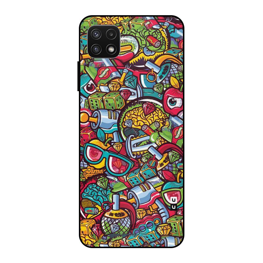Retro Diamond Design Metal Back Case for Galaxy A22 5G