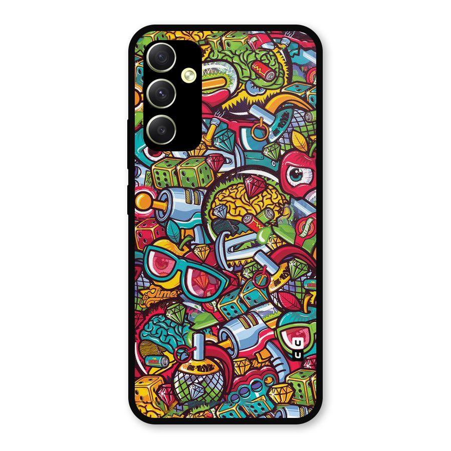 Retro Diamond Design Metal Back Case for Galaxy A34