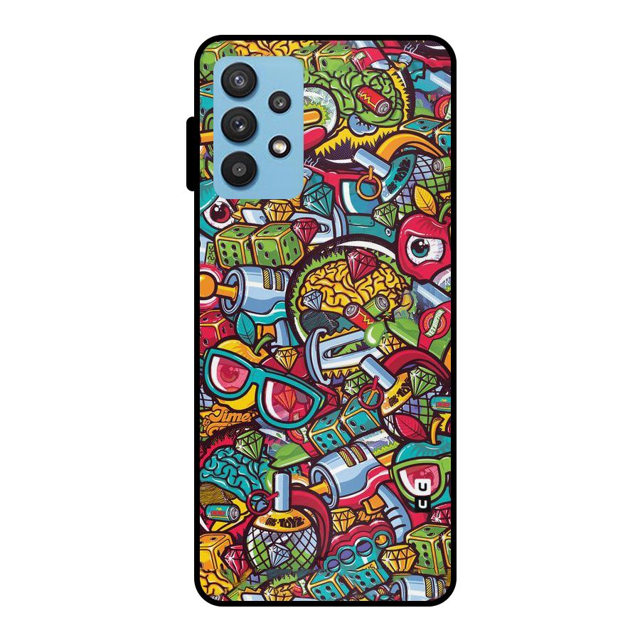 Retro Diamond Design Metal Back Case for Galaxy M32 5G