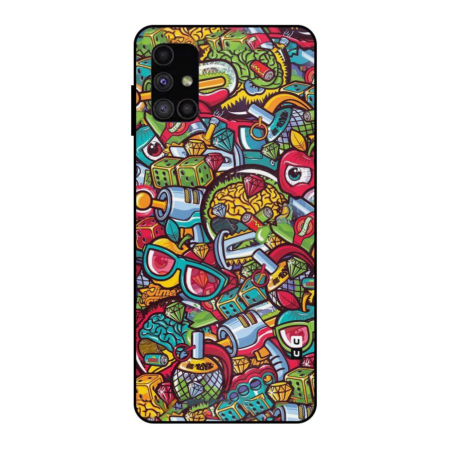 Retro Diamond Design Metal Back Case for Galaxy M51