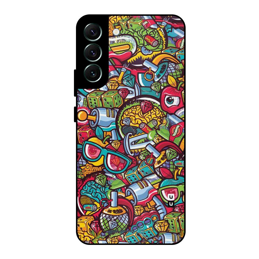 Retro Diamond Design Metal Back Case for Galaxy S22 Plus 5G