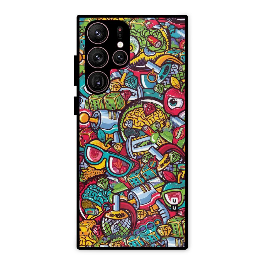 Retro Diamond Design Metal Back Case for Galaxy S22 Ultra 5G