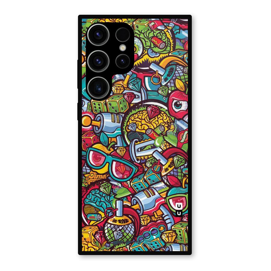Retro Diamond Design Metal Back Case for Galaxy S23 Ultra