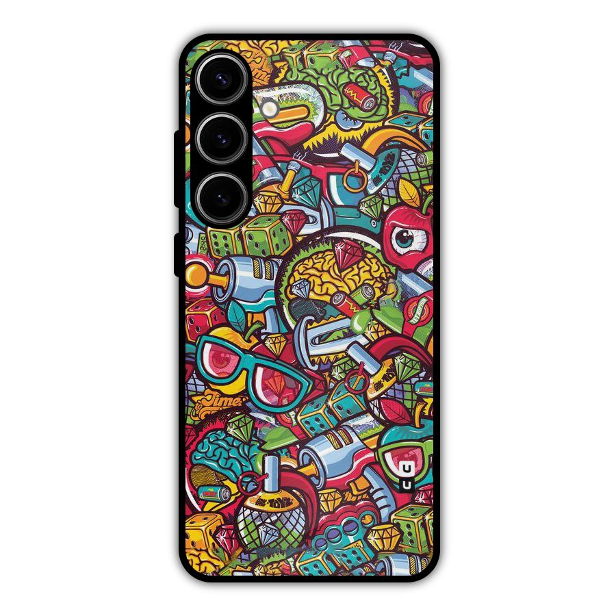 Retro Diamond Design Metal Back Case for Galaxy S24 Plus