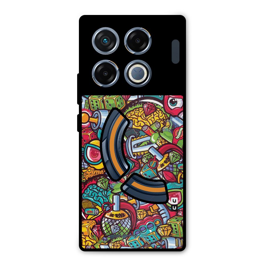 Retro Diamond Design Metal Back Case for Infinix GT 20 Pro