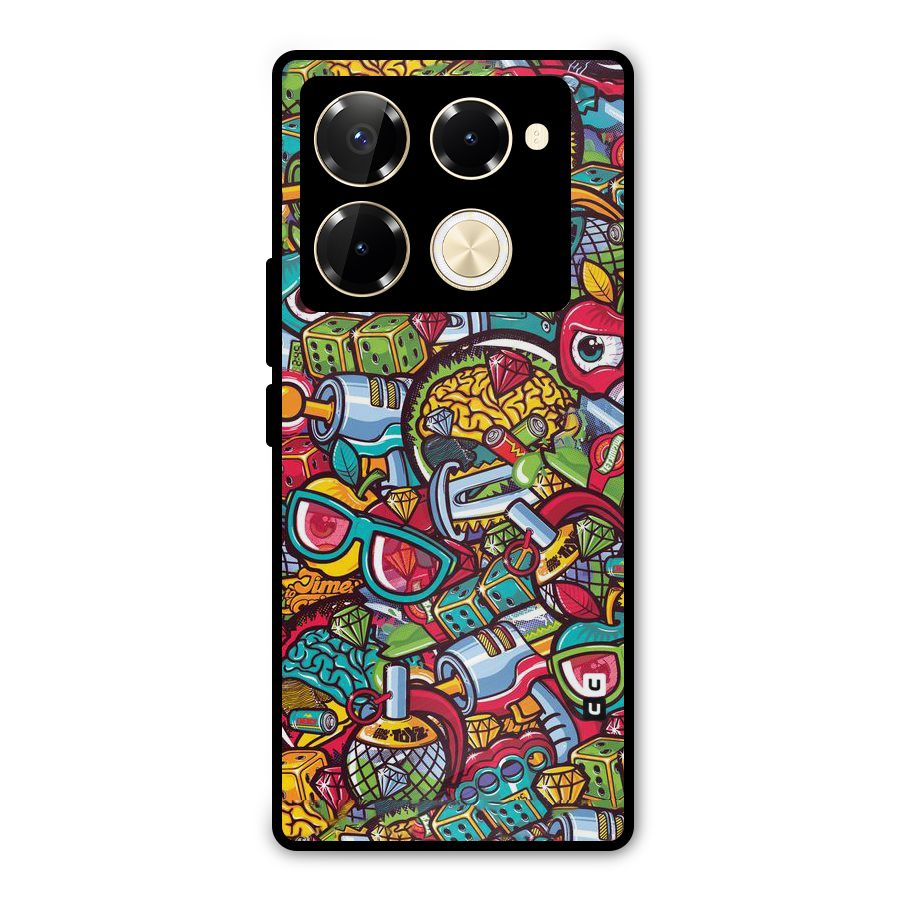 Retro Diamond Design Metal Back Case for Infinix Note 40 Pro Plus