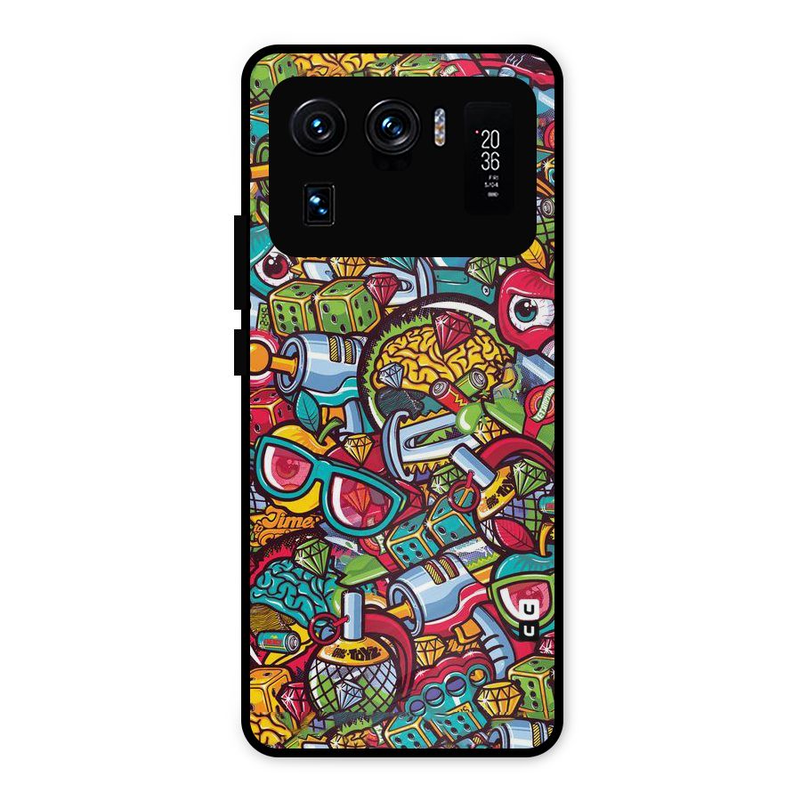 Retro Diamond Design Metal Back Case for Mi 11 Ultra
