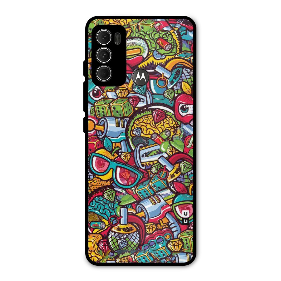 Retro Diamond Design Metal Back Case for Moto G60