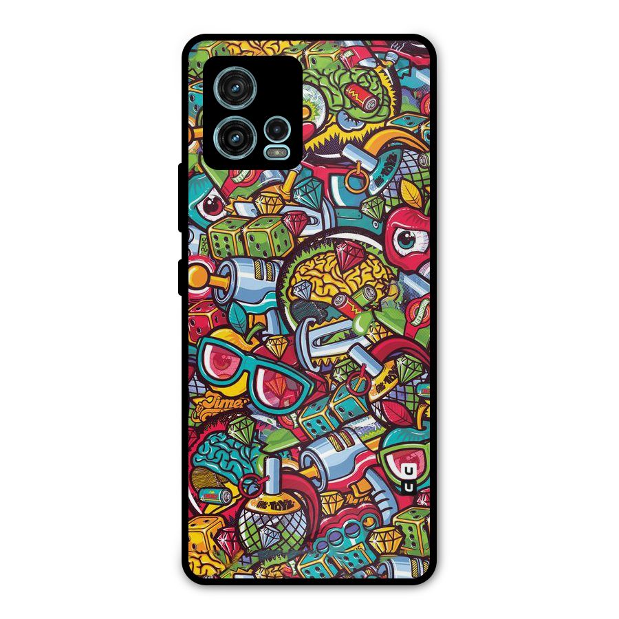 Retro Diamond Design Metal Back Case for Moto G72