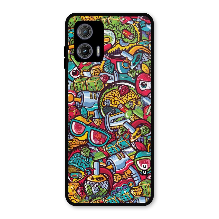 Retro Diamond Design Metal Back Case for Moto G73