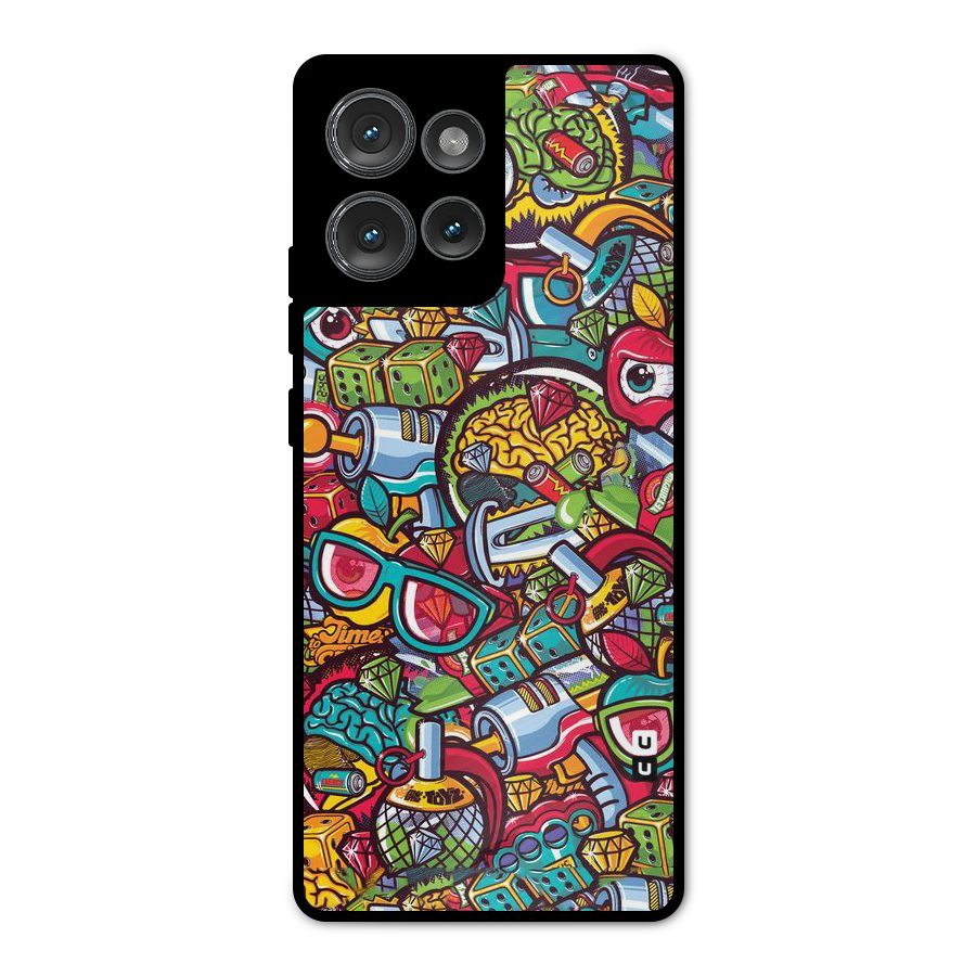 Retro Diamond Design Metal Back Case for Motorola Edge 50