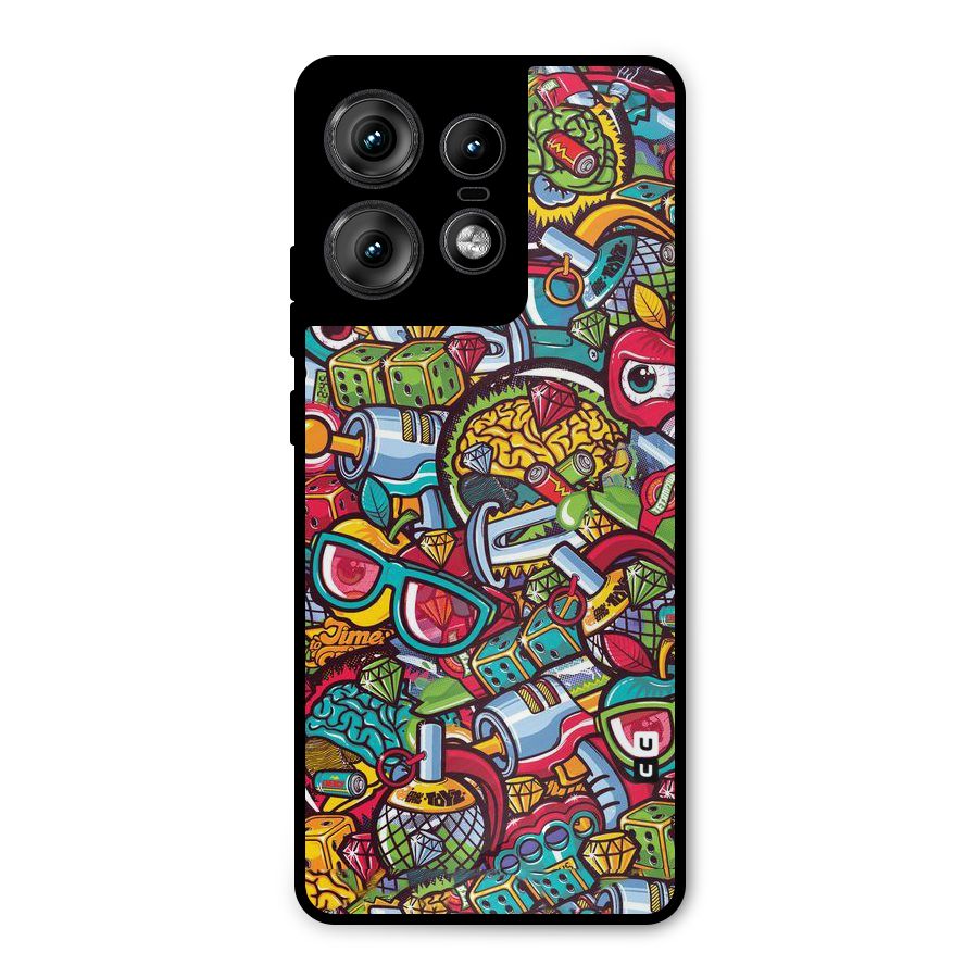 Retro Diamond Design Metal Back Case for Motorola Edge 50 Pro