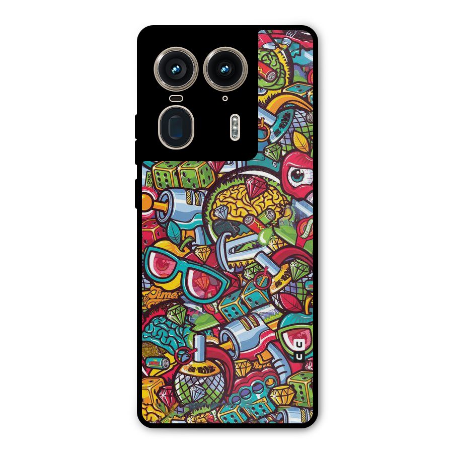 Retro Diamond Design Metal Back Case for Motorola Edge 50 Ultra