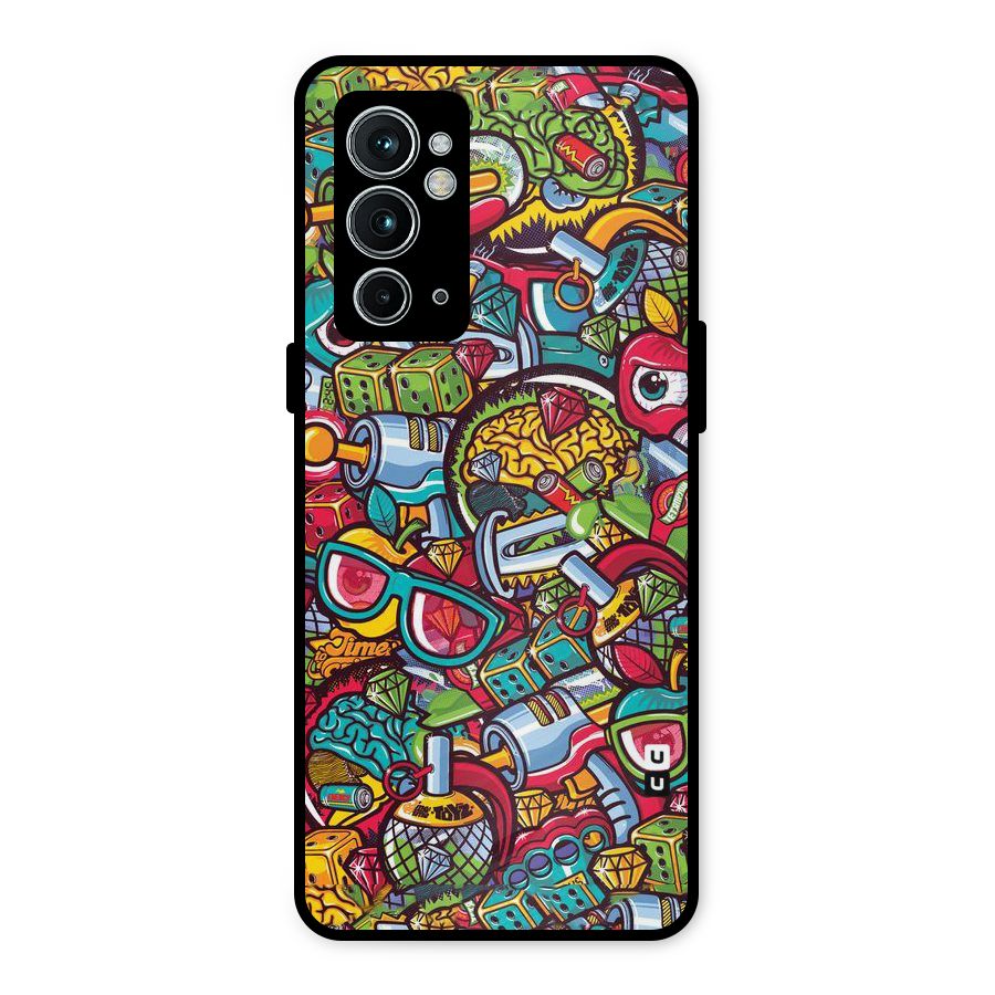 Retro Diamond Design Metal Back Case for OnePlus 9RT 5G