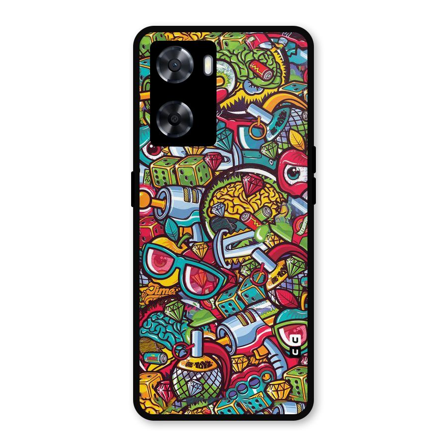 Retro Diamond Design Metal Back Case for Oppo A57 2022