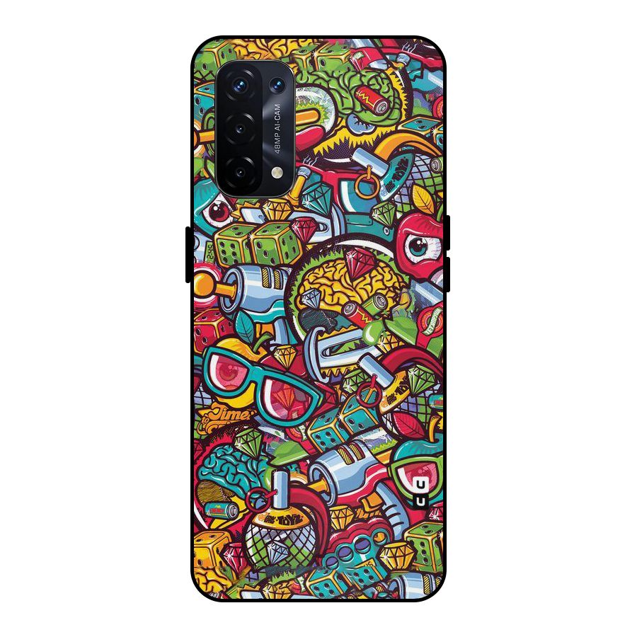 Retro Diamond Design Metal Back Case for Oppo A74 5G
