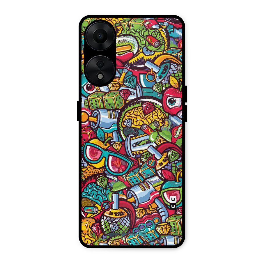 Retro Diamond Design Metal Back Case for Oppo A78 5G