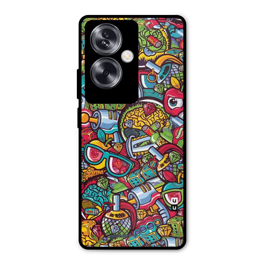 Retro Diamond Design Metal Back Case for Oppo A79 5G