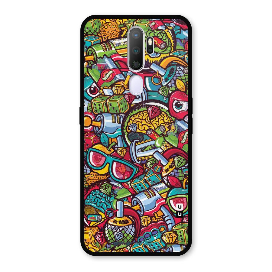 Retro Diamond Design Metal Back Case for Oppo A9 (2020)