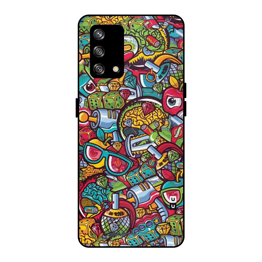 Retro Diamond Design Metal Back Case for Oppo F19