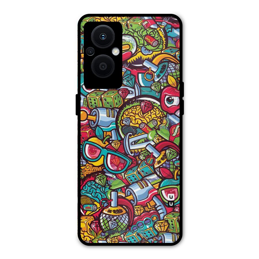 Retro Diamond Design Metal Back Case for Oppo F21s Pro 5G