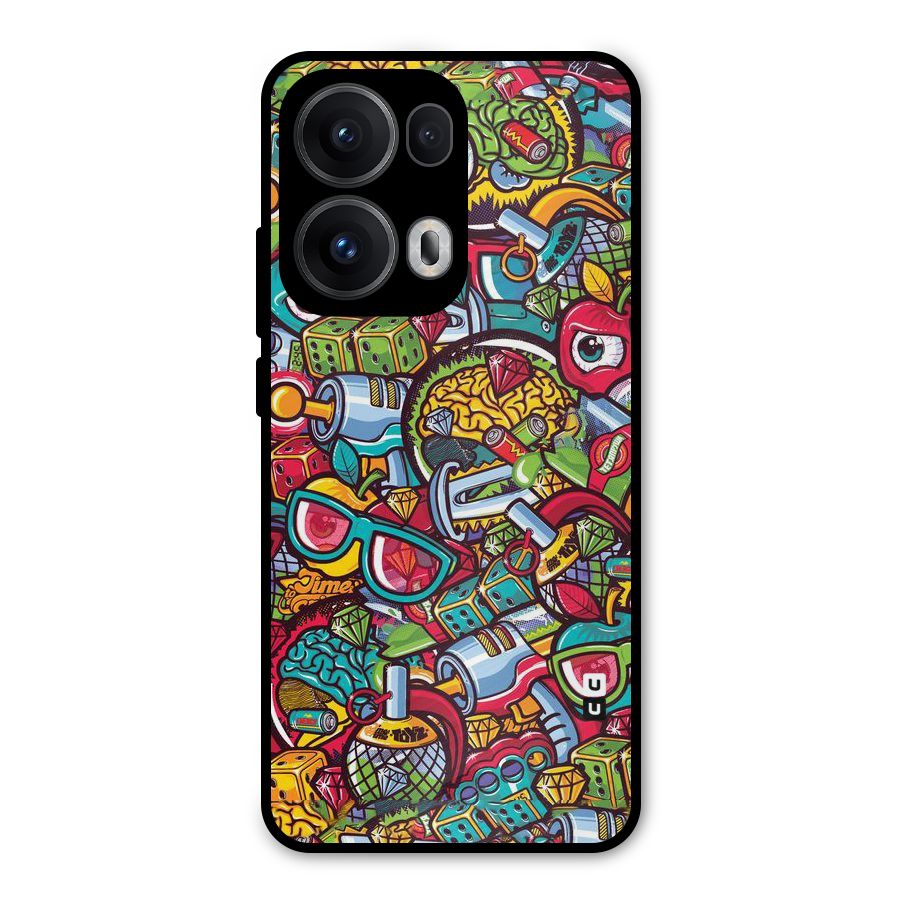 Retro Diamond Design Metal Back Case for Oppo Reno13 Pro