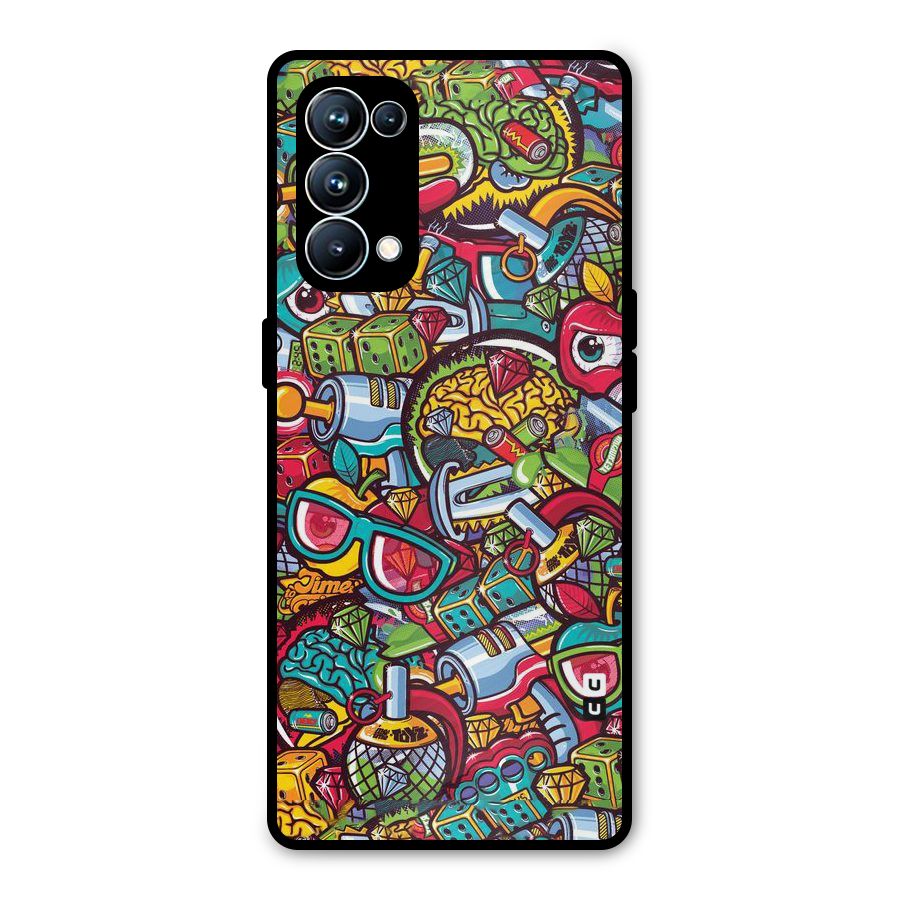 Retro Diamond Design Metal Back Case for Oppo Reno5 Pro 5G