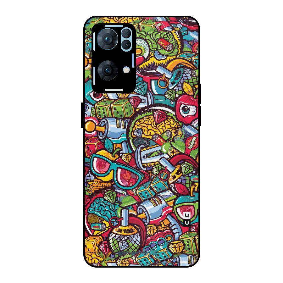 Retro Diamond Design Metal Back Case for Oppo Reno7 Pro 5G