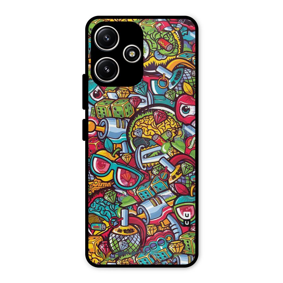 Retro Diamond Design Metal Back Case for Poco M6 Pro