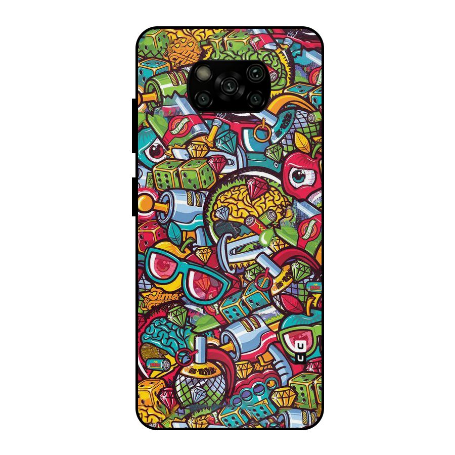 Retro Diamond Design Metal Back Case for Poco X3
